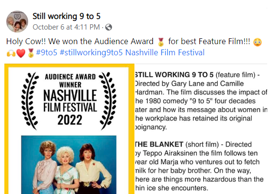 Nashville Film Fest Audience Award Social Post
